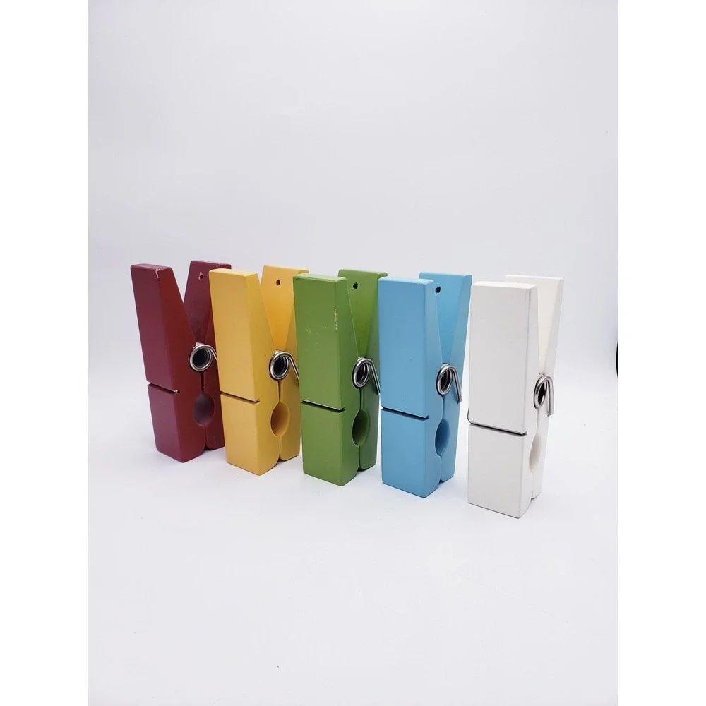 Pottery Barn Giant Clothespin Decor Multicolor Wood Oversized Novelty Wall Art